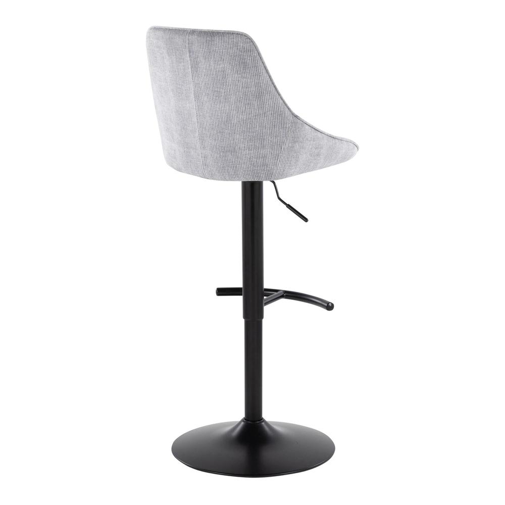 Grey Corduroy, Black Metal Diana Adjustable Barstool - Set of 2. Picture 4