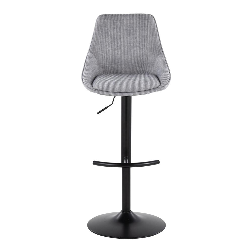 Grey Corduroy, Black Metal Diana Adjustable Barstool - Set of 2. Picture 6