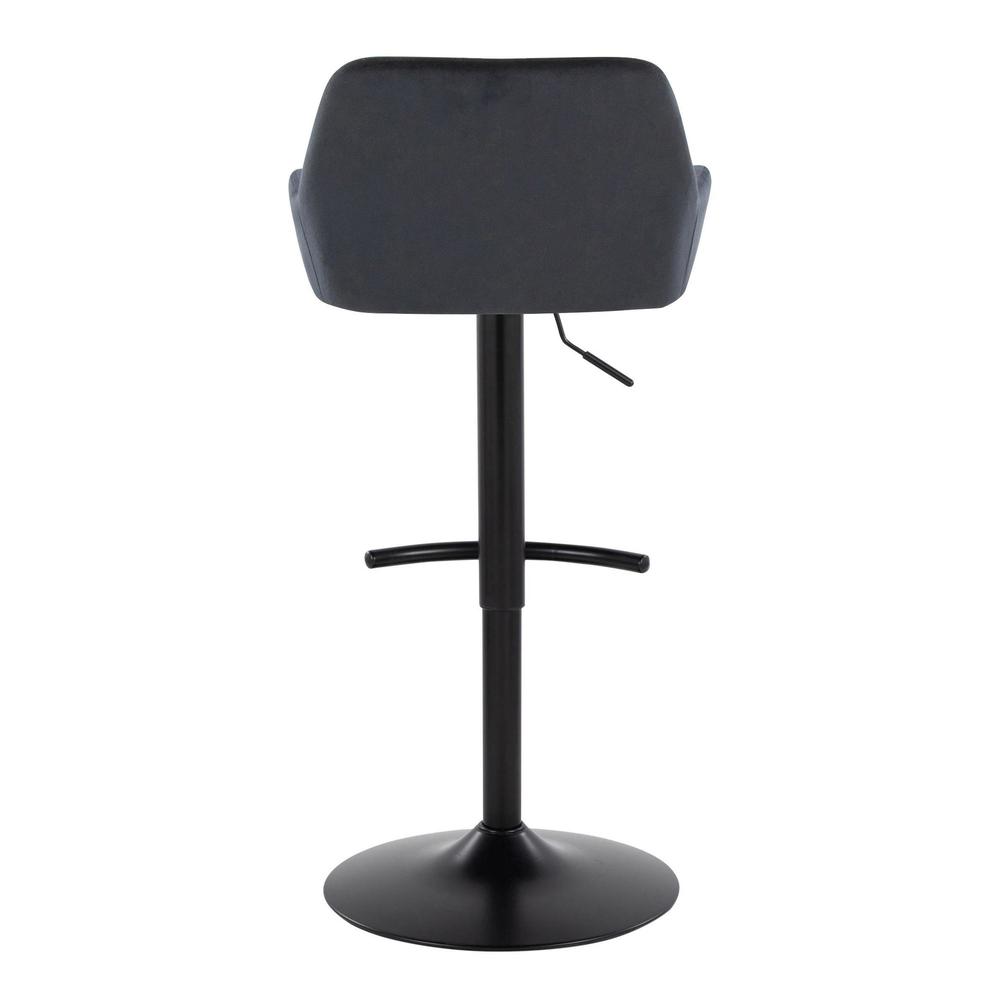 Black Metal, Black Velvet Daniella Adjustable Barstool - Set of 2. Picture 5