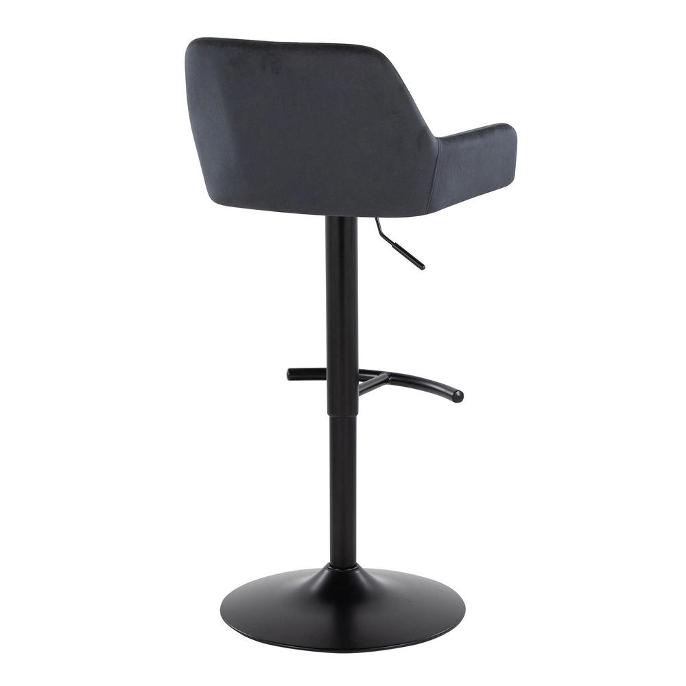Black Metal, Black Velvet Daniella Adjustable Barstool - Set of 2. Picture 4