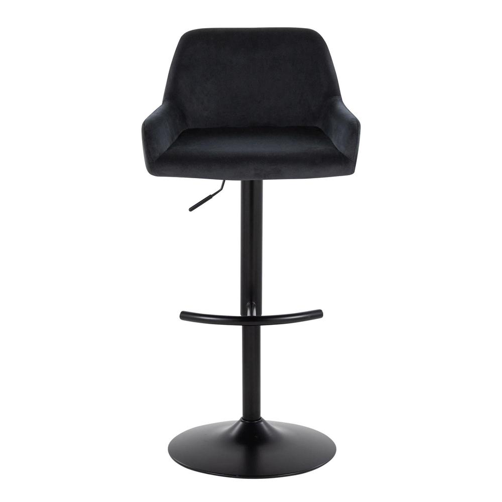 Black Metal, Black Velvet Daniella Adjustable Barstool - Set of 2. Picture 6