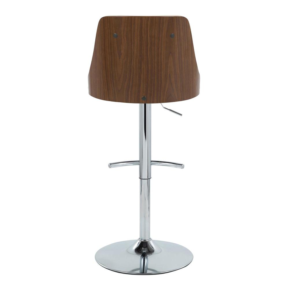 Chrome Metal, Walnut Wood, Cream PU Gianna Adjustable Barstool - Set of 2. Picture 5