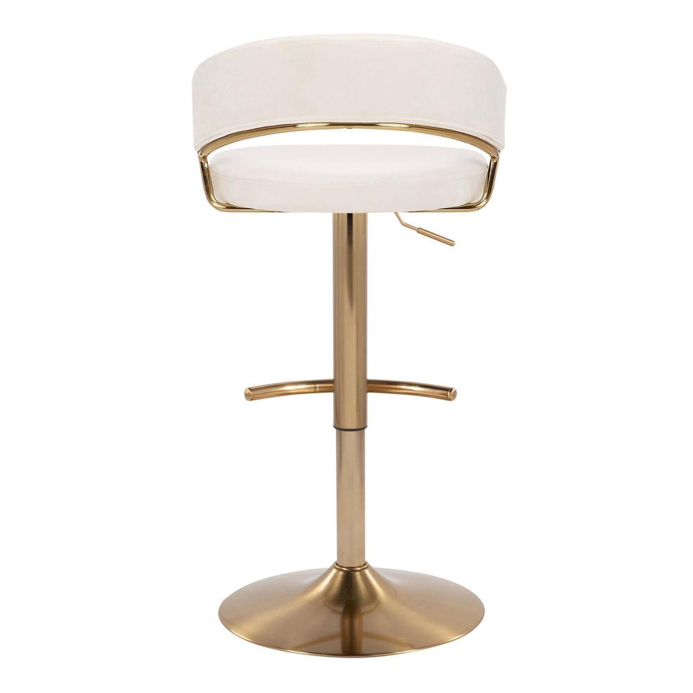 Gold Metal, Cream Velvet Jie Adjustable Barstool - Set of 2. Picture 5