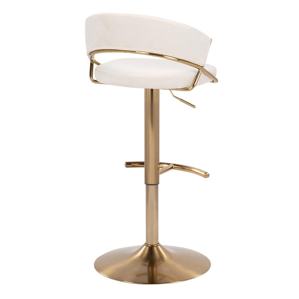 Gold Metal, Cream Velvet Jie Adjustable Barstool - Set of 2. Picture 4