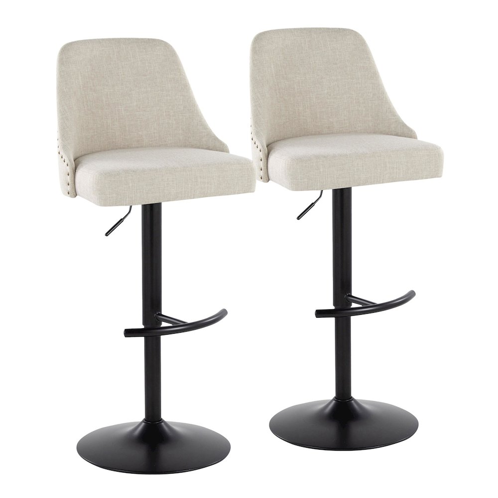 Studded Marcel Adjustable Barstool - Set of  2. Picture 1