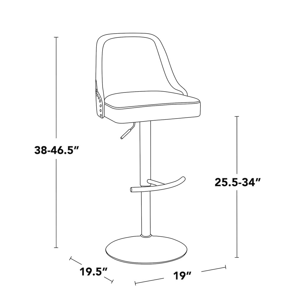 Studded Marcel Adjustable Barstool - Set of 2. Picture 10