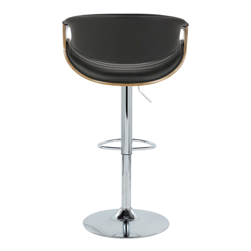 Chrome, Light Grey Wood, Black PU Symphony Adjustable Barstool - Set of 2. Picture 5