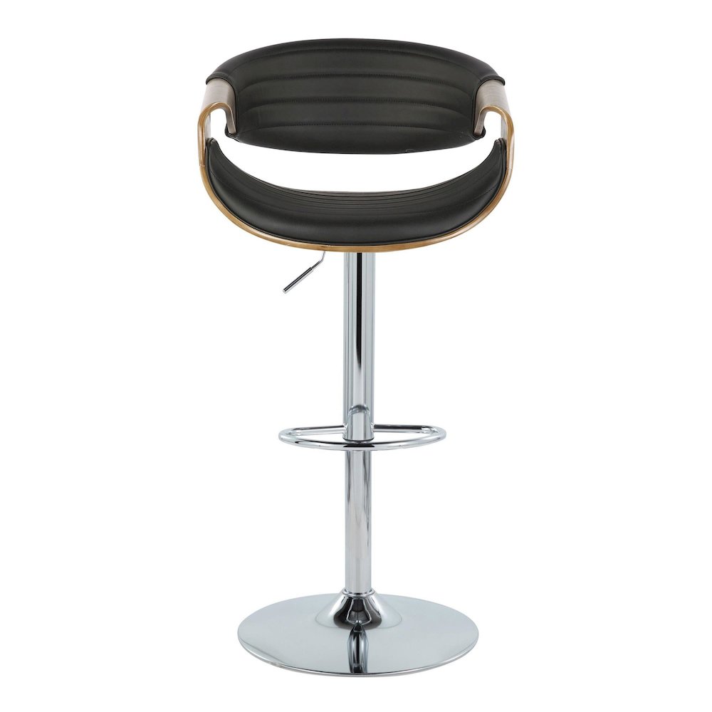 Chrome, Light Grey Wood, Black PU Symphony Adjustable Barstool - Set of 2. Picture 6