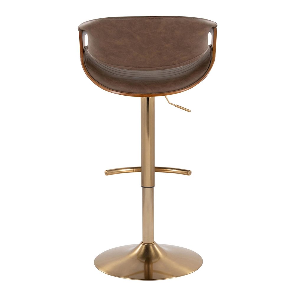 Symphony Adjustable Barstool - Set of 2 in Gold Metal. Picture 5