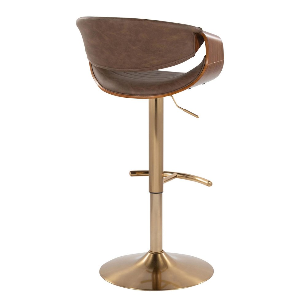 Symphony Adjustable Barstool - Set of 2 in Gold Metal. Picture 4