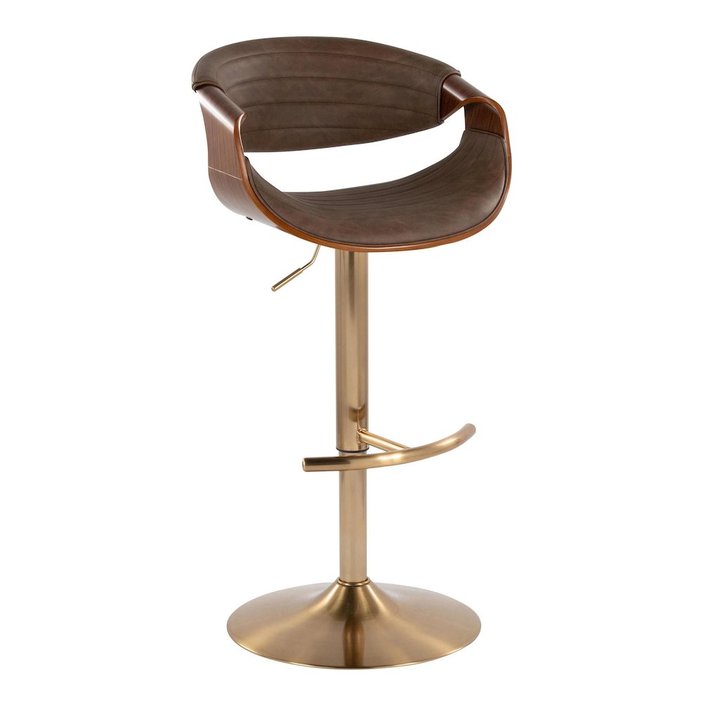 Symphony Adjustable Barstool - Set of 2 in Gold Metal. Picture 2