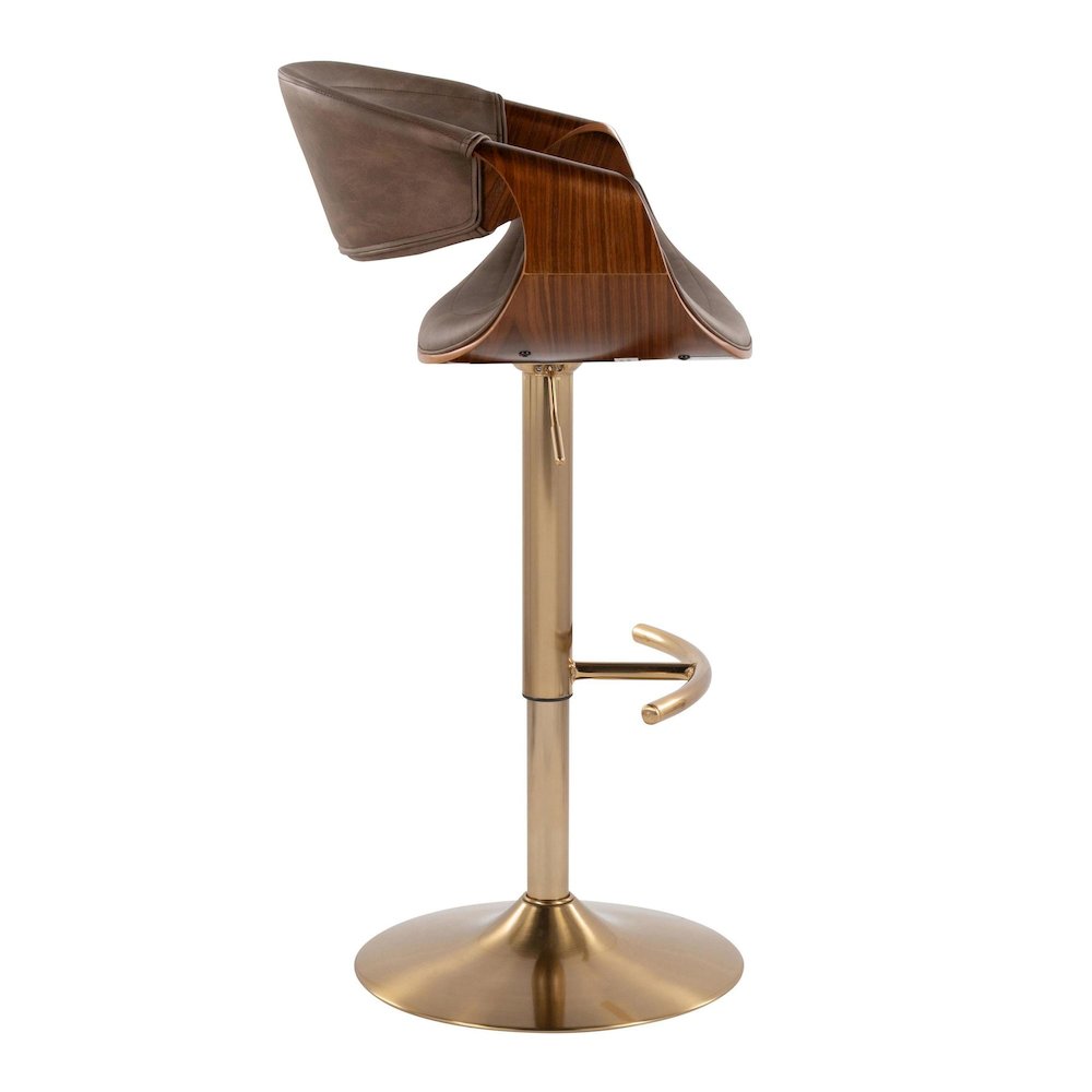 Symphony Adjustable Barstool - Set of 2 in Gold Metal. Picture 3