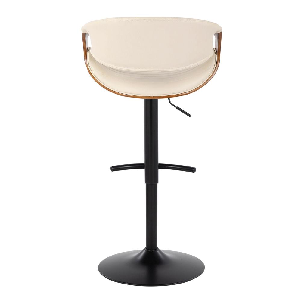 Black Metal, Walnut Wood, Cream PU Symphony Adjustable Barstool - Set of 2. Picture 5
