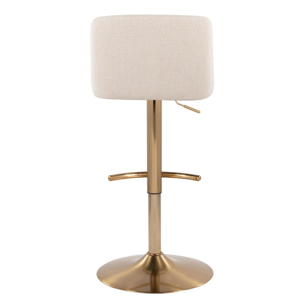 Cream Noise Fabric, Gold Metal Toriano Adjustable Barstool - Set of 2. Picture 5