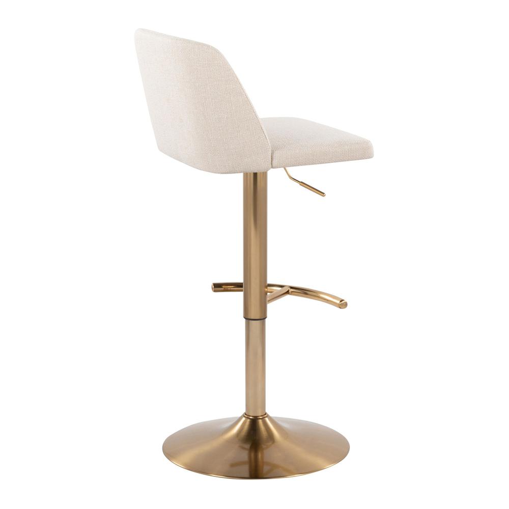 Cream Noise Fabric, Gold Metal Toriano Adjustable Barstool - Set of 2. Picture 4