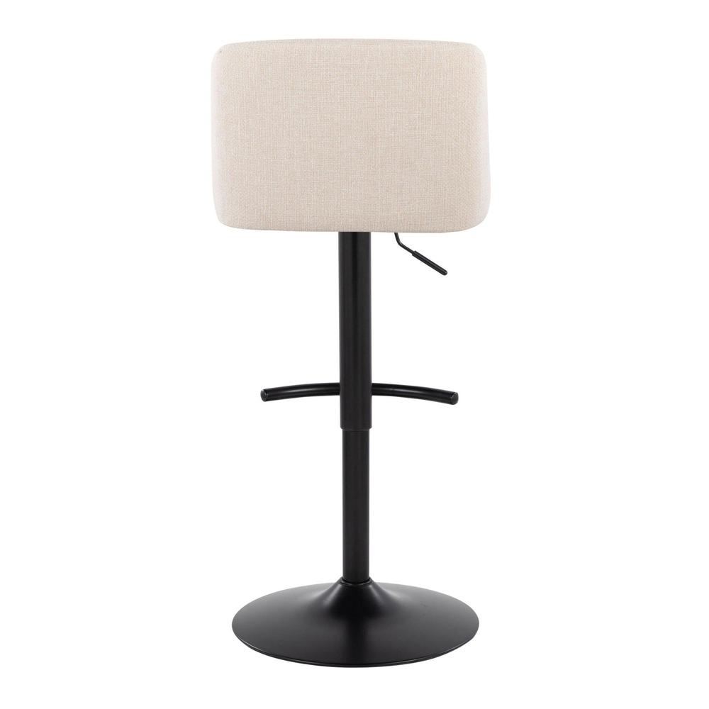 Cream Noise Fabric, Black Metal Toriano Adjustable Barstool - Set of 2. Picture 5