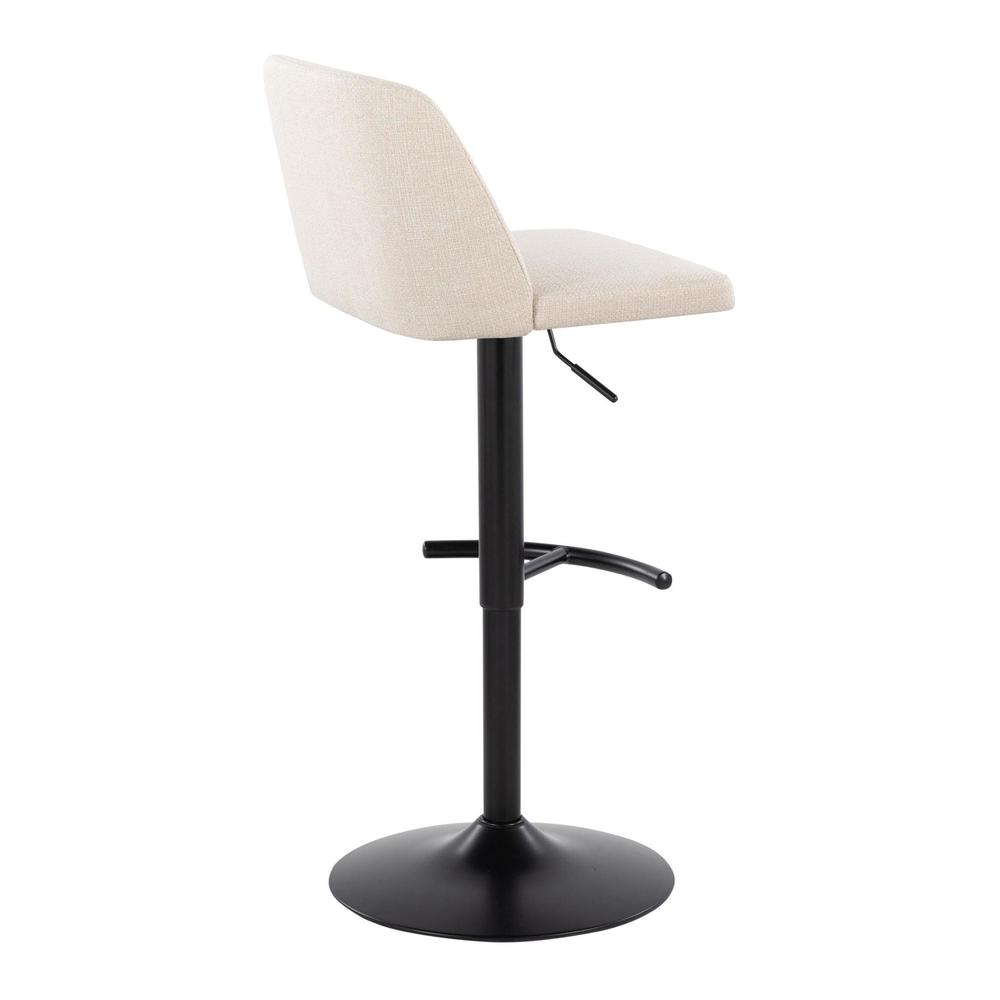 Cream Noise Fabric, Black Metal Toriano Adjustable Barstool - Set of 2. Picture 4