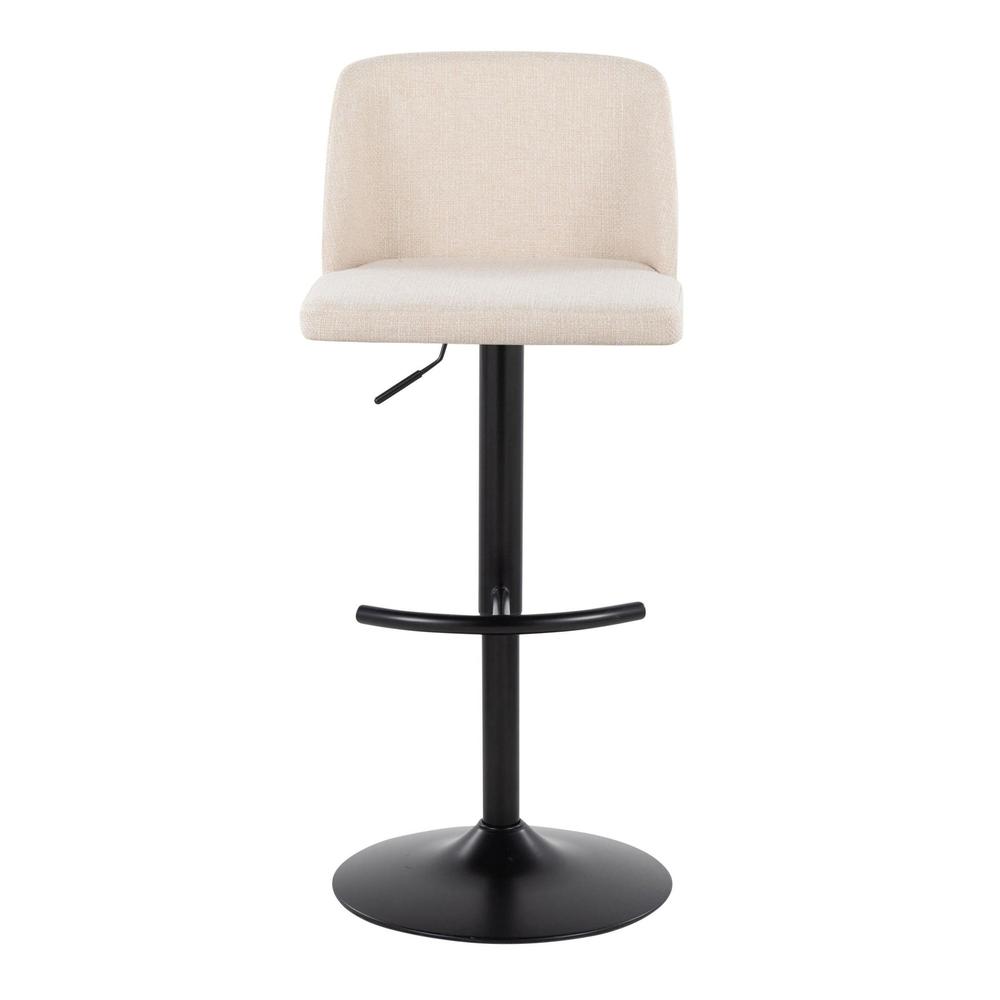 Cream Noise Fabric, Black Metal Toriano Adjustable Barstool - Set of 2. Picture 6
