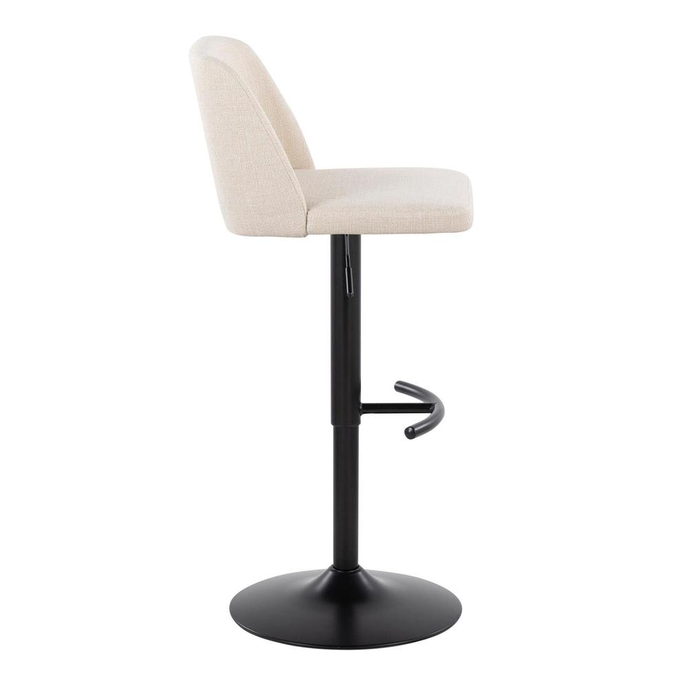 Cream Noise Fabric, Black Metal Toriano Adjustable Barstool - Set of 2. Picture 3