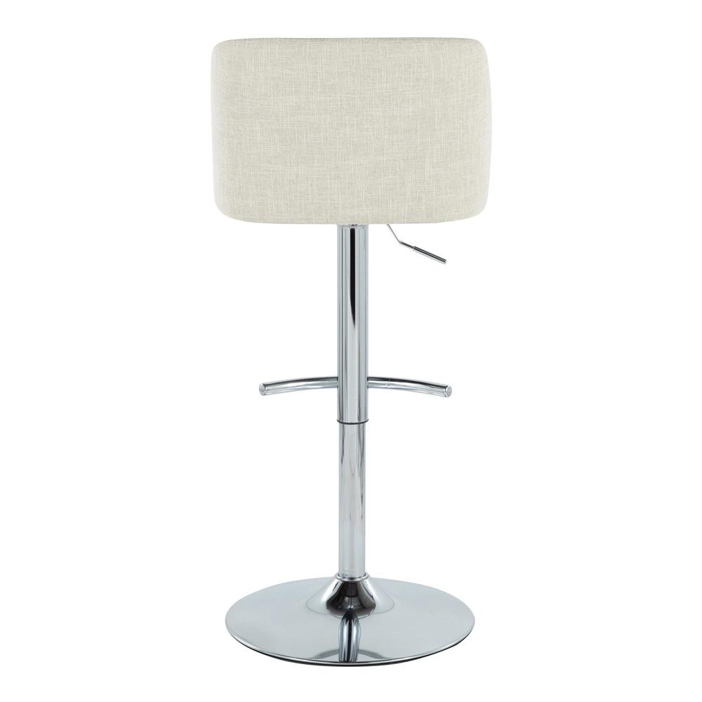 Cream Fabric, Chrome Metal Toriano Adjustable Barstool - Set of 2. Picture 5