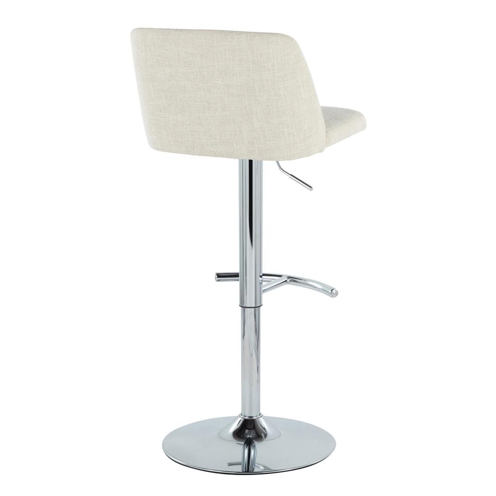 Cream Fabric, Chrome Metal Toriano Adjustable Barstool - Set of 2. Picture 4