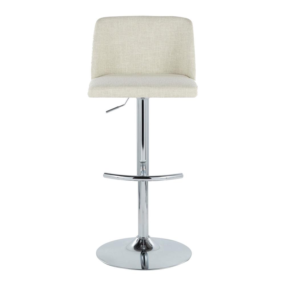 Cream Fabric, Chrome Metal Toriano Adjustable Barstool - Set of 2. Picture 6