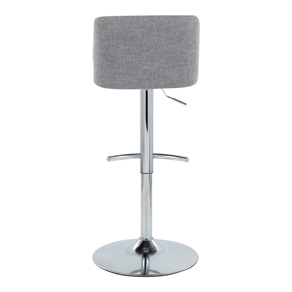 Grey Fabric, Chrome Metal Toriano Adjustable Barstool - Set of 2. Picture 5