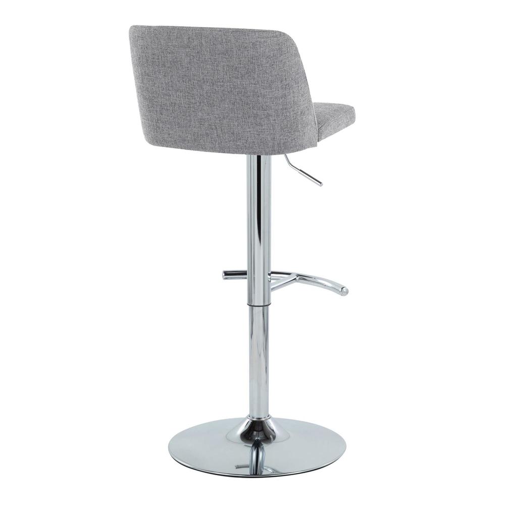 Grey Fabric, Chrome Metal Toriano Adjustable Barstool - Set of 2. Picture 4
