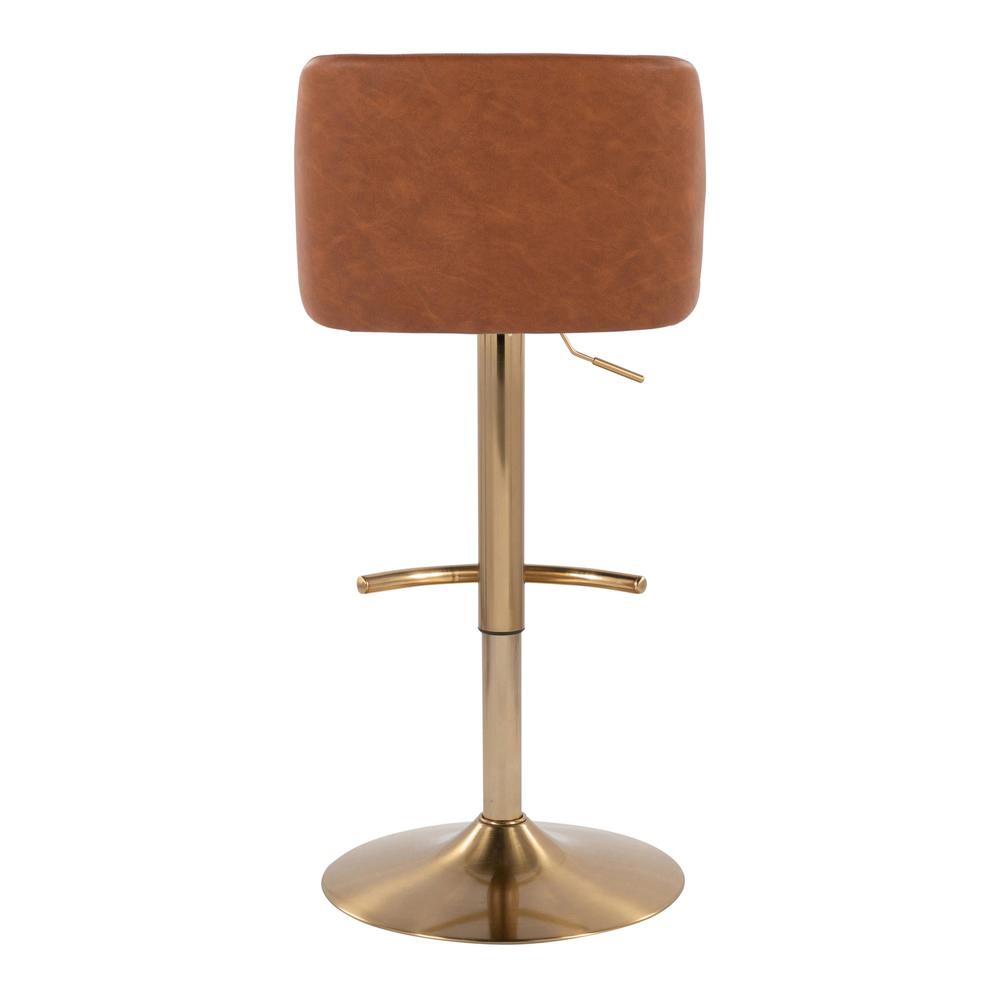 Camel PU, Gold Metal Toriano Adjustable Barstool - Set of 2. Picture 5
