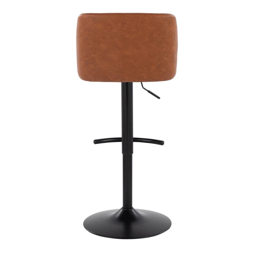Camel PU, Black Metal Toriano Adjustable Barstool - Set of 2. Picture 5