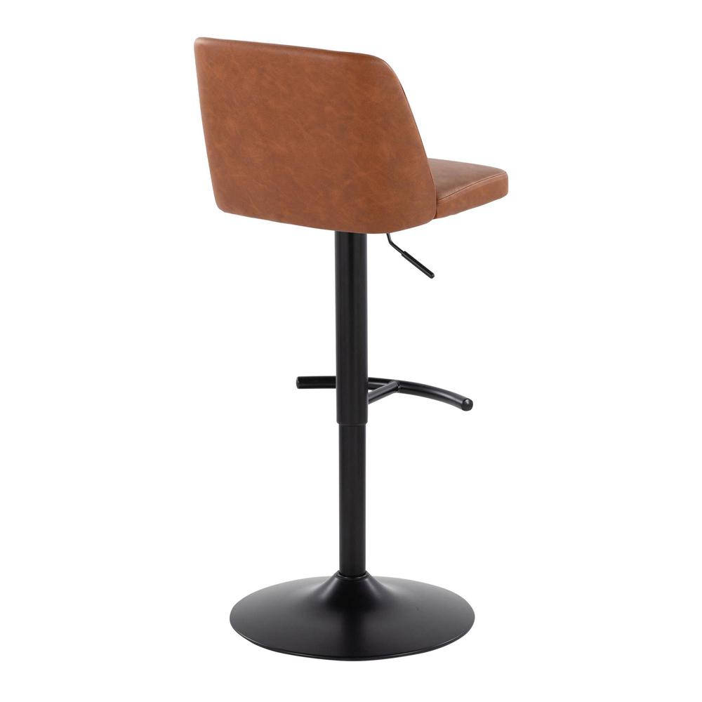 Camel PU, Black Metal Toriano Adjustable Barstool - Set of 2. Picture 4