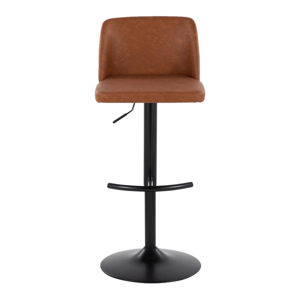 Camel PU, Black Metal Toriano Adjustable Barstool - Set of 2. Picture 6