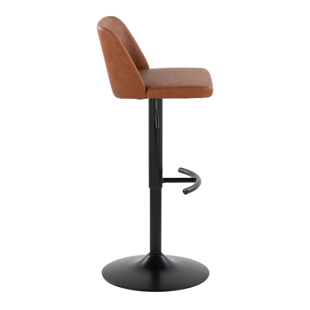 Camel PU, Black Metal Toriano Adjustable Barstool - Set of 2. Picture 3