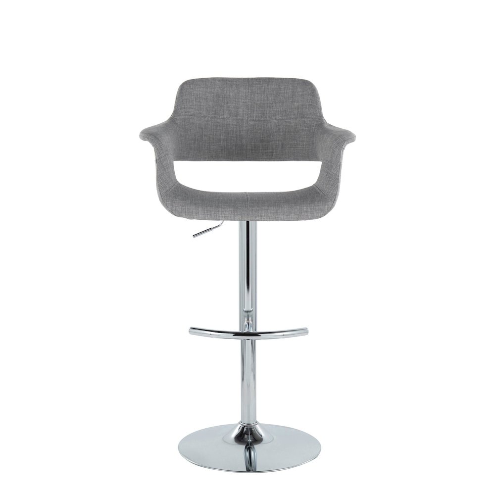 Chrome Metal, Light Grey Fabric Vintage Flair Adjustable Barstool - Set of 2. Picture 6