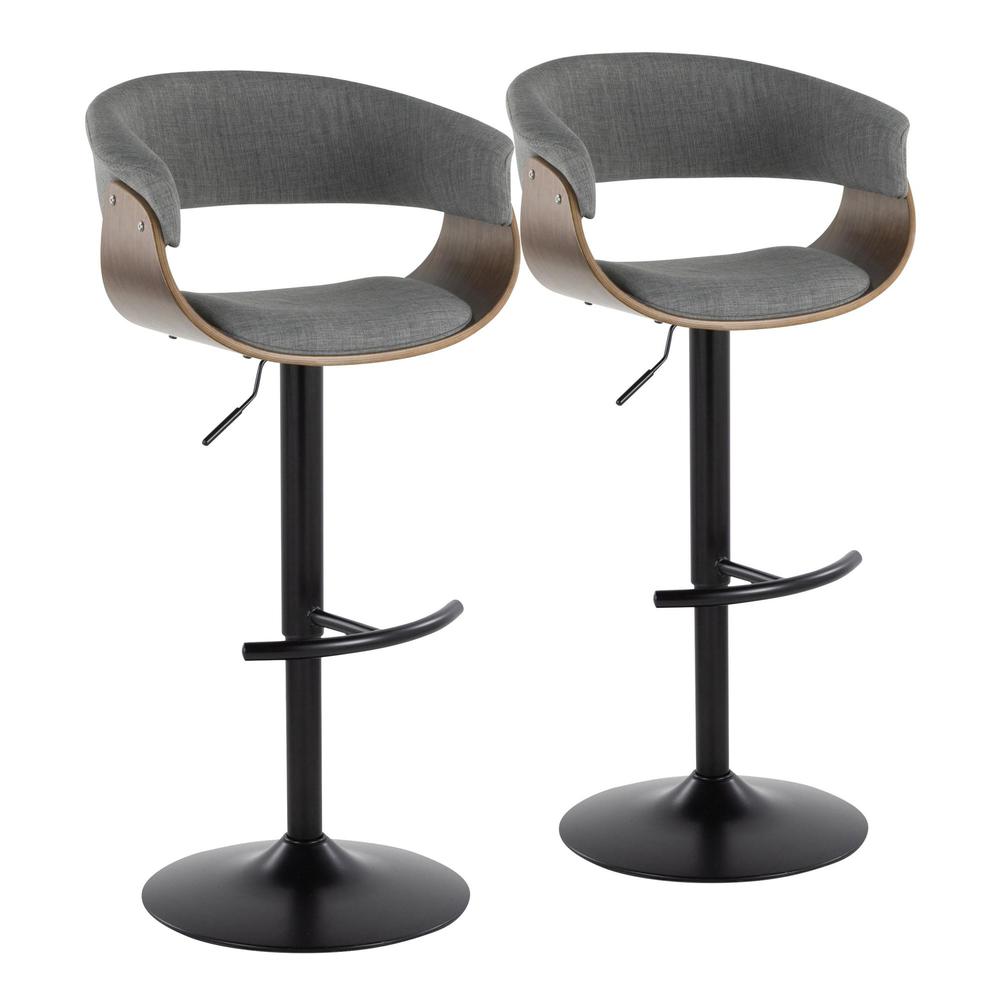 Grey Vintage Mod Adjustable Height Barstool - Set of 2. Picture 1