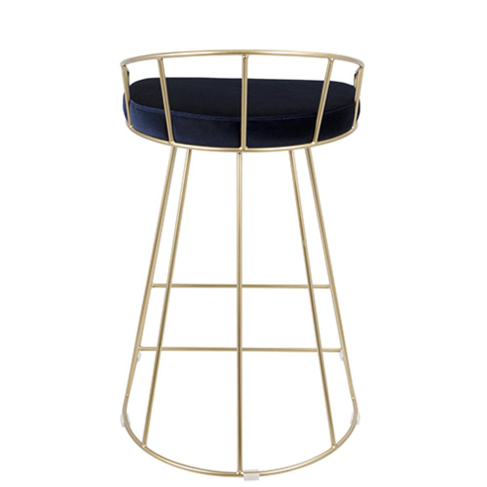 Gold, Blue Canary Counter Stool - Set of 2. Picture 3