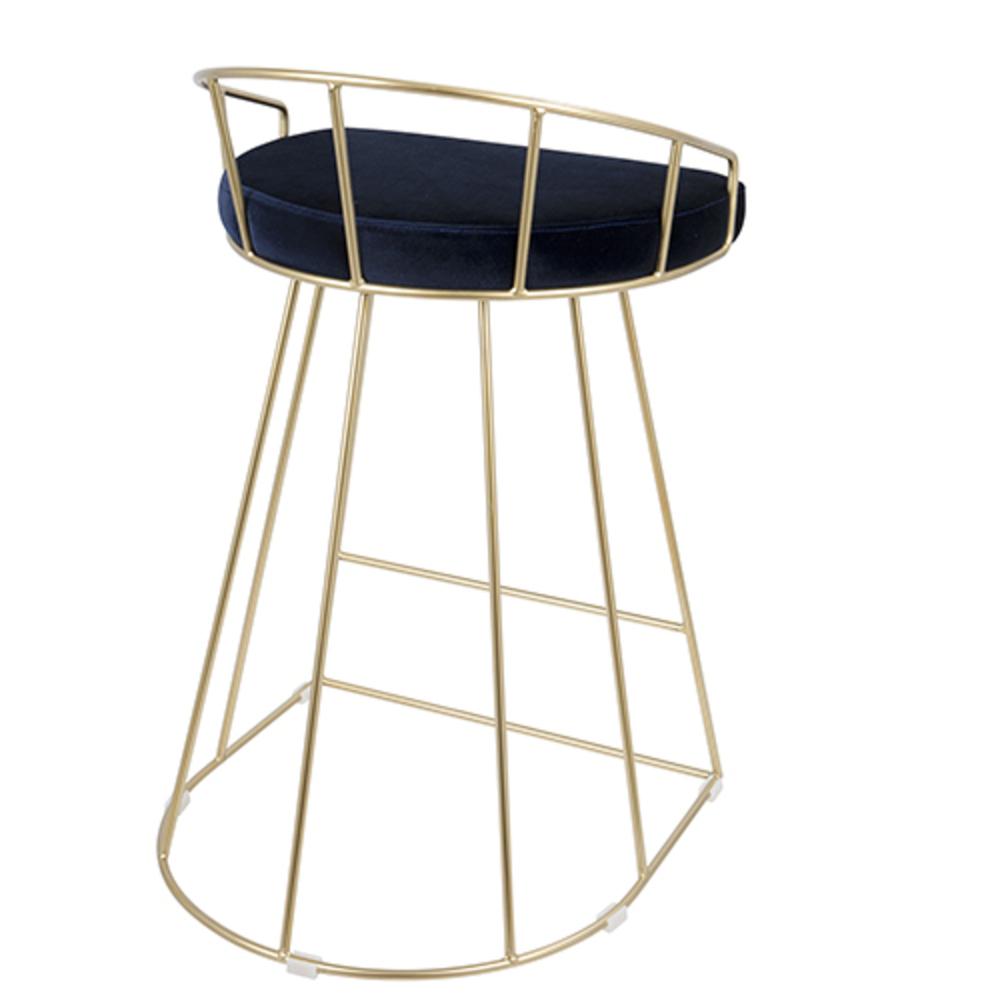 Gold, Blue Canary Counter Stool - Set of 2. Picture 2