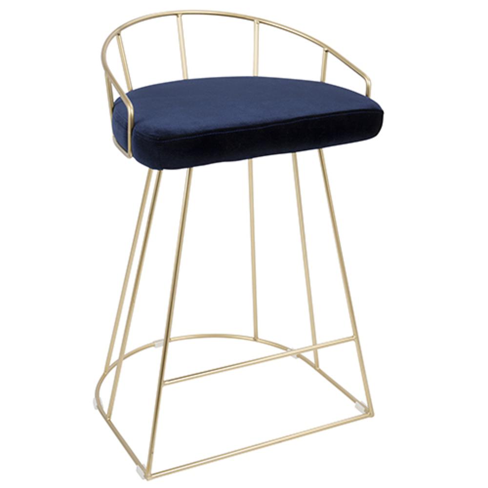 Gold, Blue Canary Counter Stool - Set of 2. Picture 5