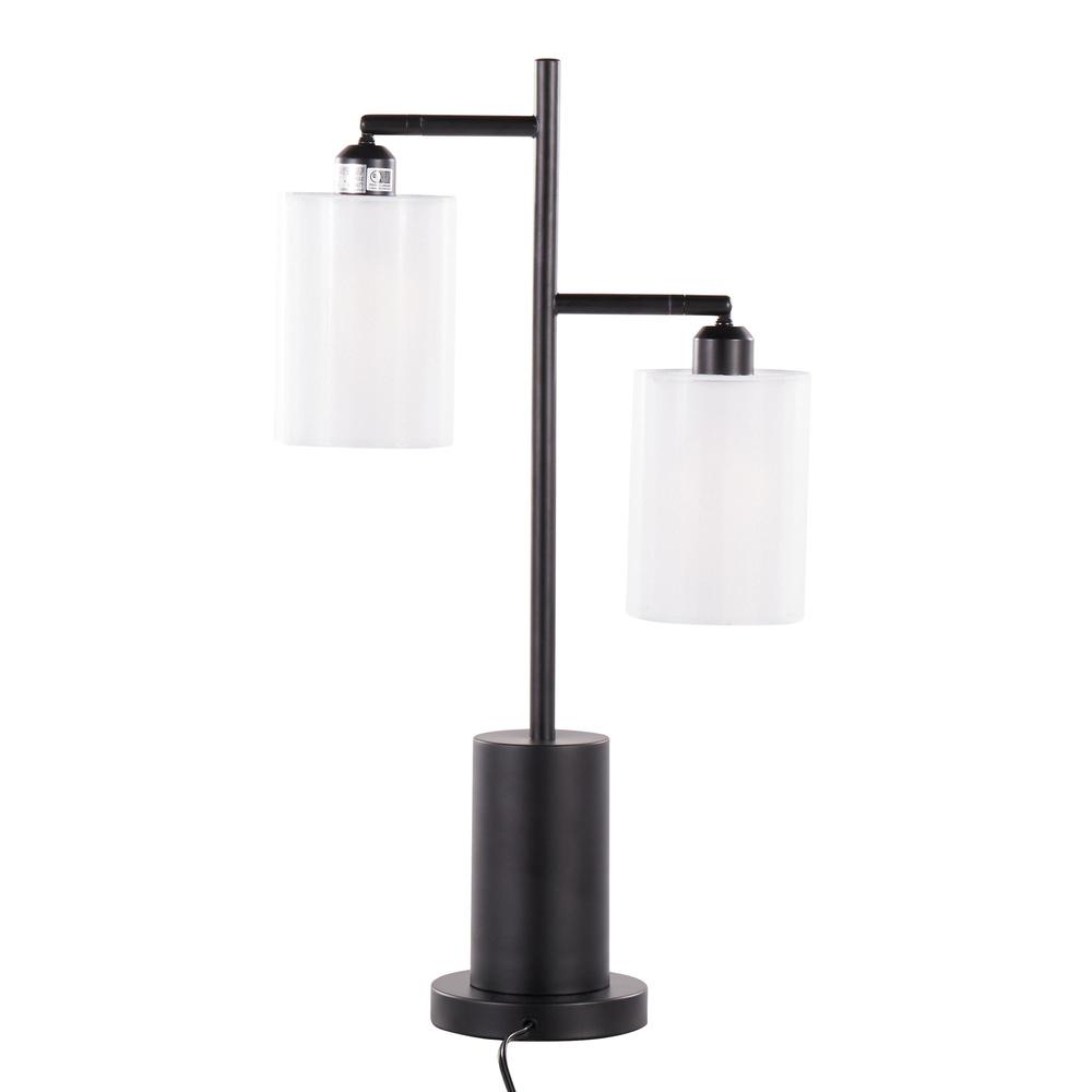 Black Metal, White Shades Cannes Table Lamp. Picture 5