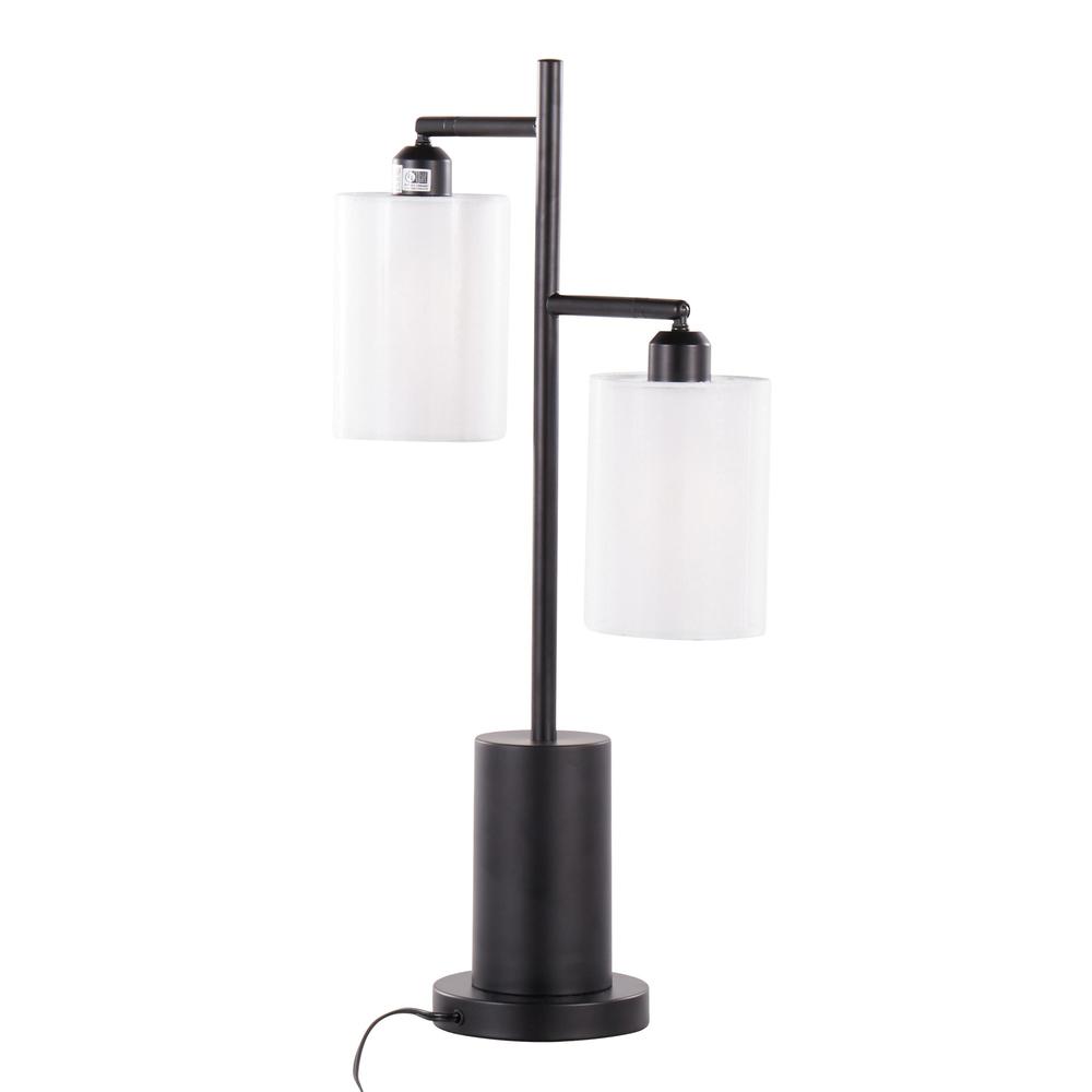 Black Metal, White Shades Cannes Table Lamp. Picture 4