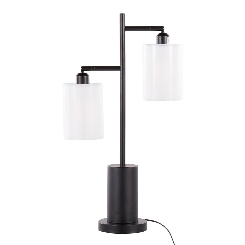 Black Metal, White Shades Cannes Table Lamp. Picture 6