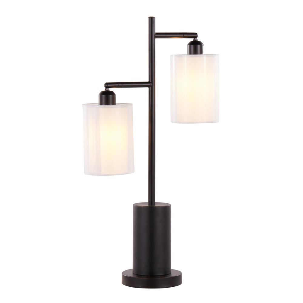 Black Metal, White Shades Cannes Table Lamp. Picture 2
