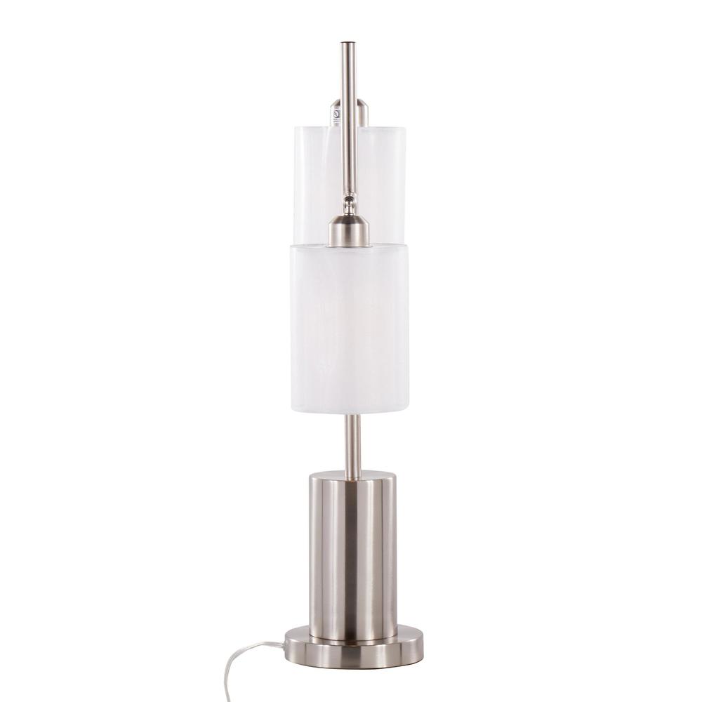 Nickel Metal, White Shades Cannes Table Lamp. Picture 3