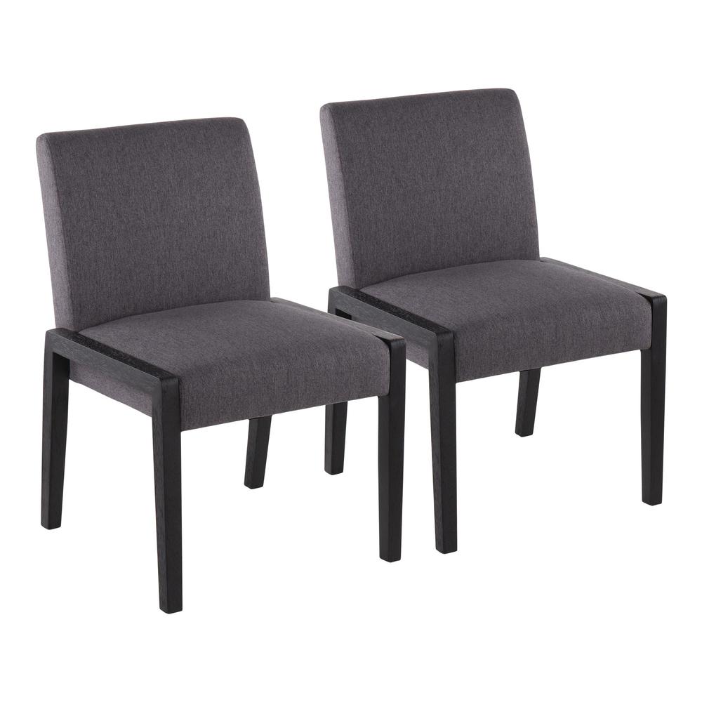 Black Wood, Grey Fabric Carmen Chair - Set of 2. Picture 1