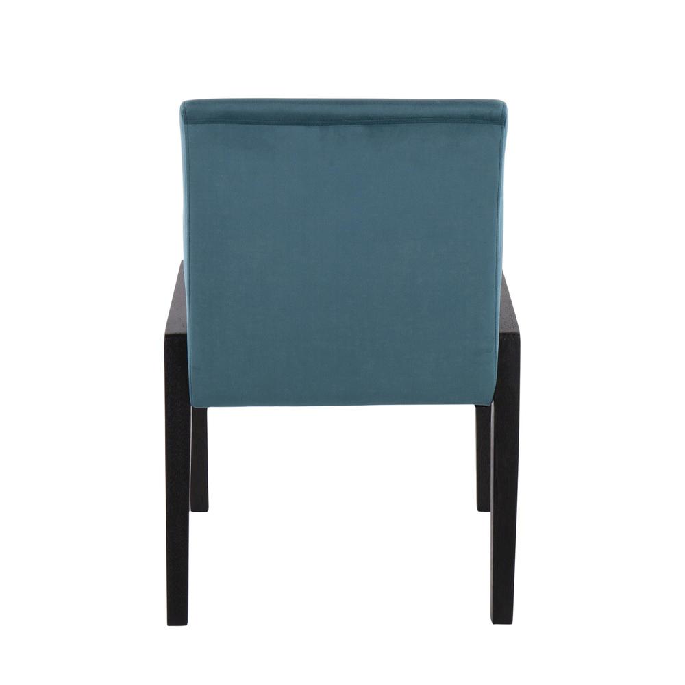 Black Wood, Crushed Teal Velvet Carmen Chair - Set of 2. Picture 5