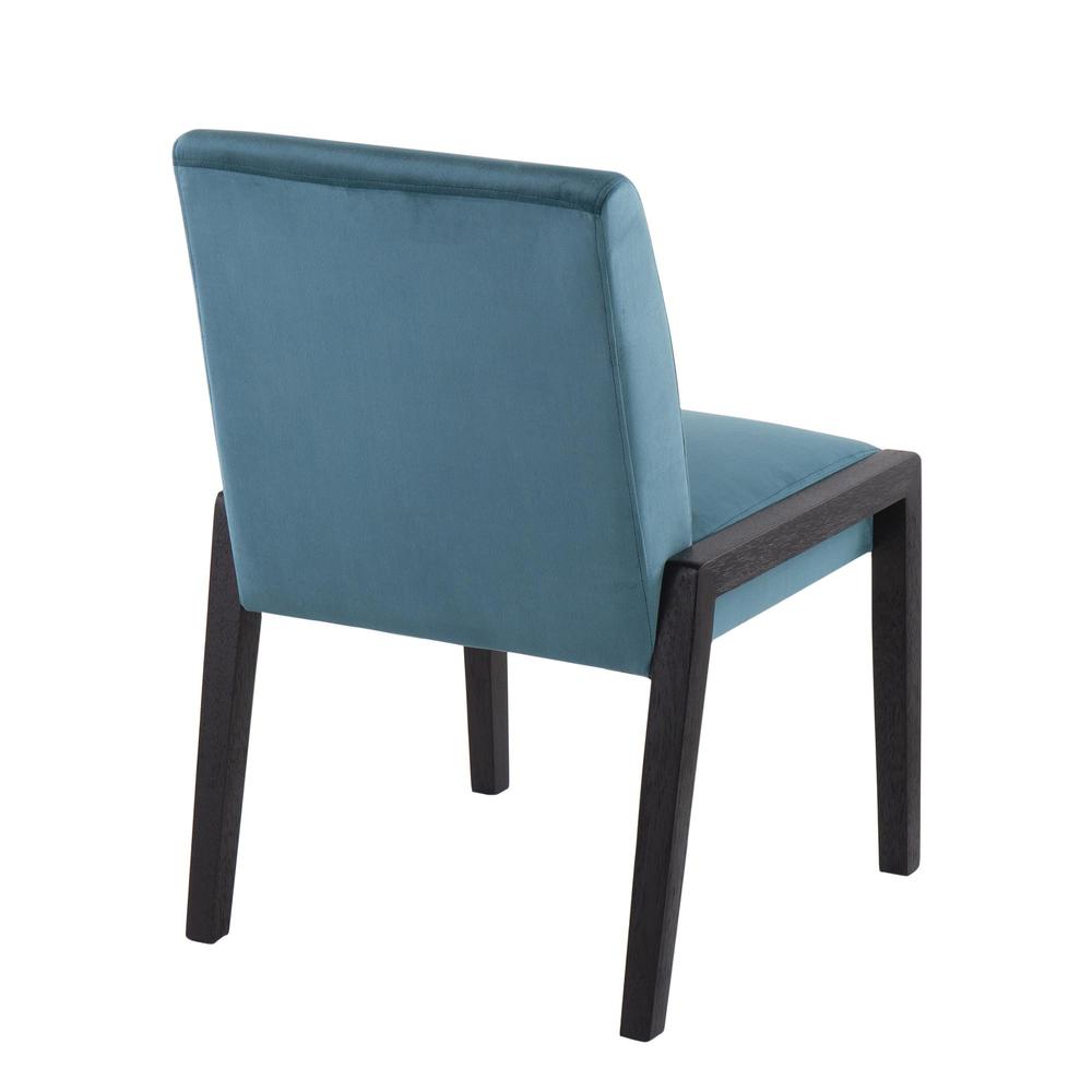 Black Wood, Crushed Teal Velvet Carmen Chair - Set of 2. Picture 4