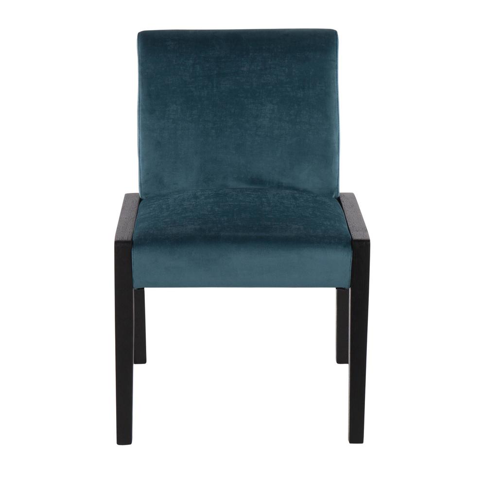 Black Wood, Crushed Teal Velvet Carmen Chair - Set of 2. Picture 6