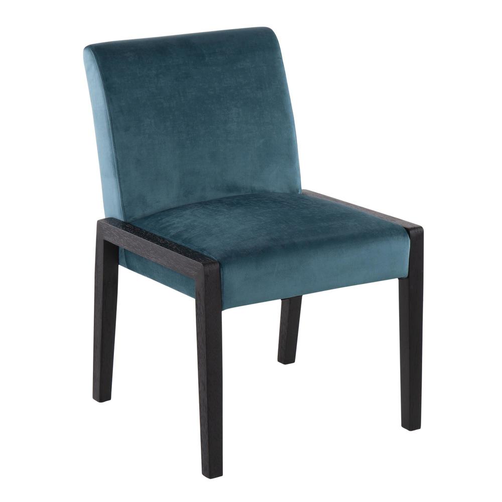 Black Wood, Crushed Teal Velvet Carmen Chair - Set of 2. Picture 2