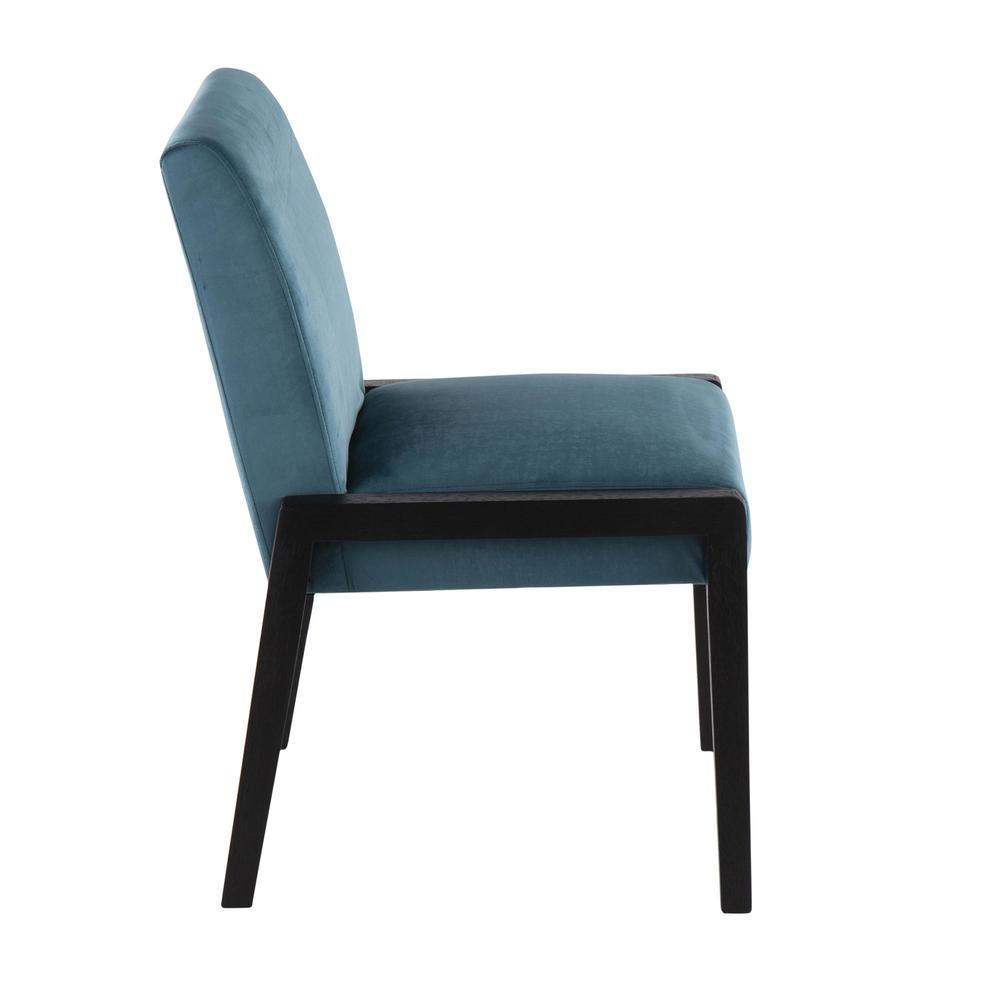 Black Wood, Crushed Teal Velvet Carmen Chair - Set of 2. Picture 3