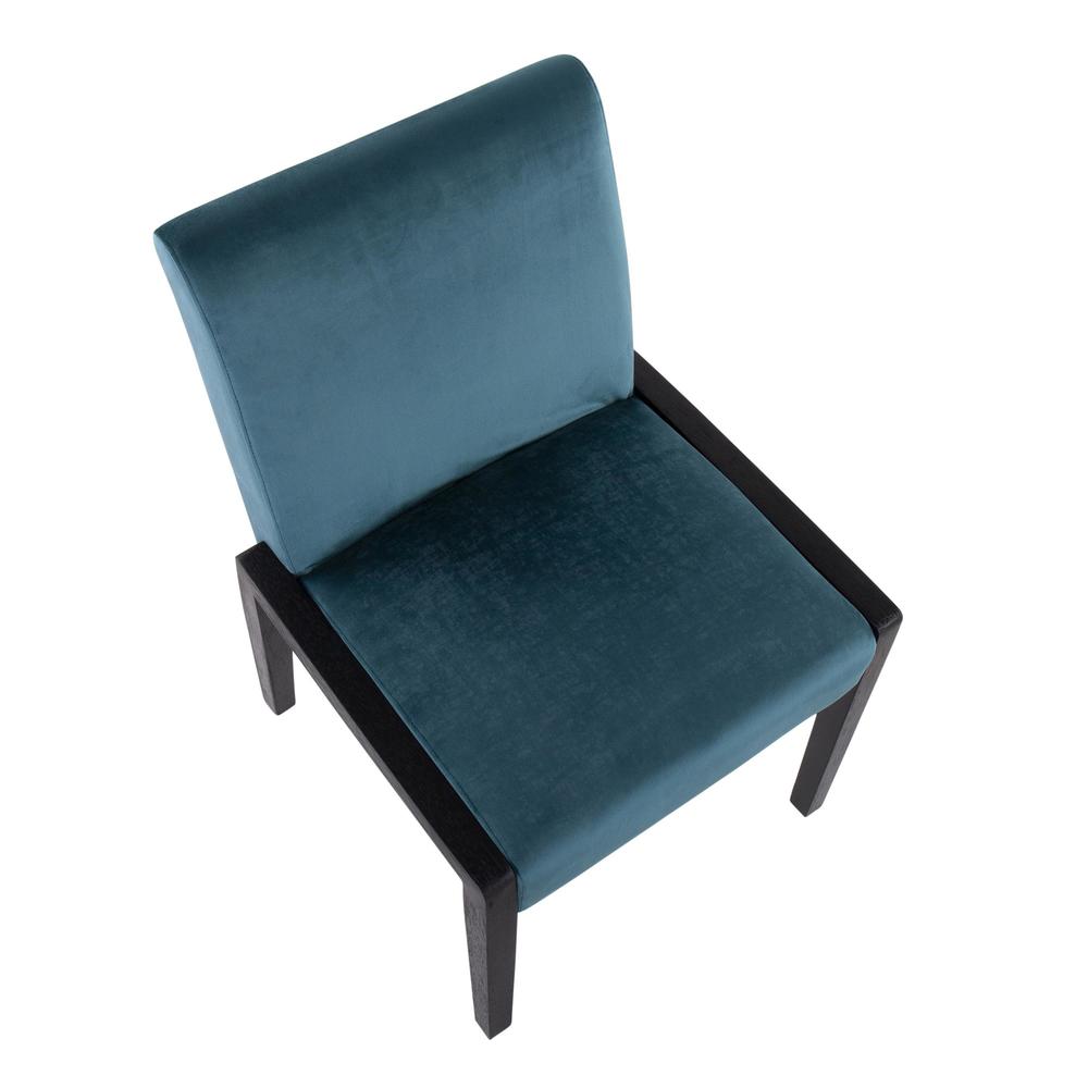 Black Wood, Crushed Teal Velvet Carmen Chair - Set of 2. Picture 7